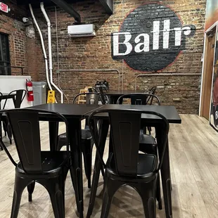 tables and chairs in a restaurant