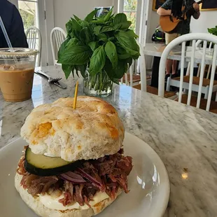 best cheesy pulled smoky pork biscuit.
