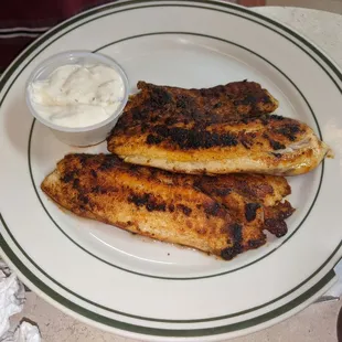 Grilled fish entree, surprisingly delicious
