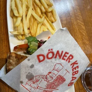 Doner Kebab, with fries