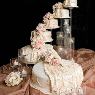 a wedding cake and candles