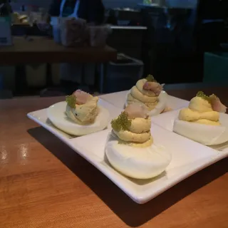 Smoked Trout Deviled Eggs