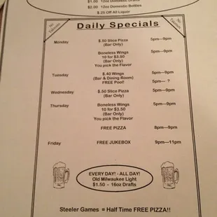 Daily specials