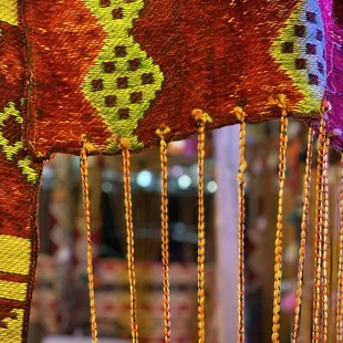 a close up of a colorful cloth