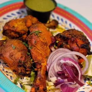 a colorful plate of food