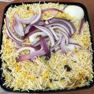 Family Pack Vijayawada Special Chicken Biryani (lots of chicken on the bottom, don&apos;t worry!)