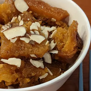Closeup of double ka meeta dessert