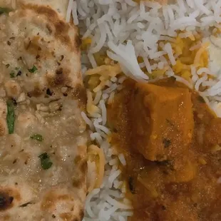 Garlic Nan and main course one chicken and one of Shrimp - both are delicious - but can't spell or remember names.