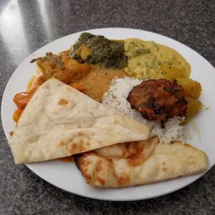 Buffet choices. The naan was very tasty!