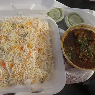 Lamb Curry with side of small rice (not small to me lol that's a lot!)