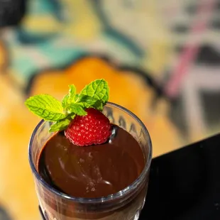 Chocolate mousse with bourbon ganache.