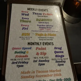 menu