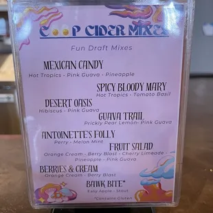 Mixer Menu
