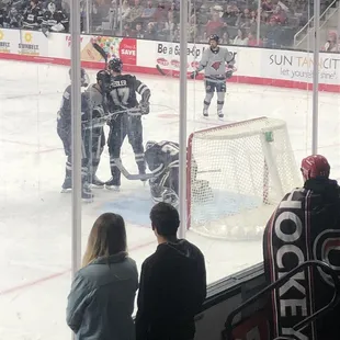 Goalie making a save