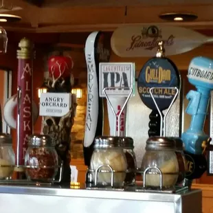 a selection of beer taps