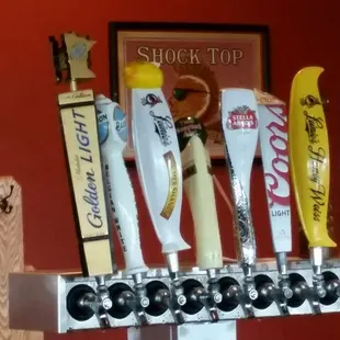 a selection of beer taps