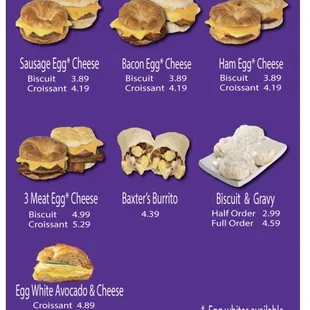 Breakfast Sandwich Menu