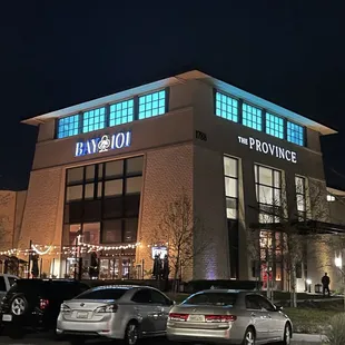 the front of the store at night