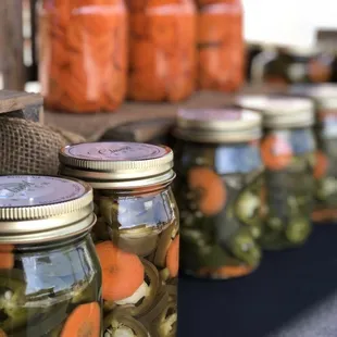 Clawtel Ranch pickled jalapeños and pickled carrots