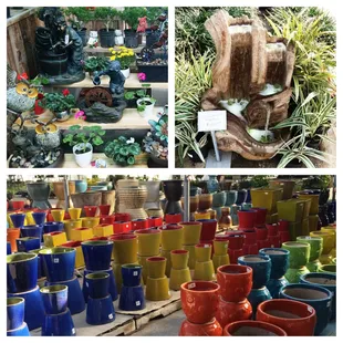a variety of colorful pots