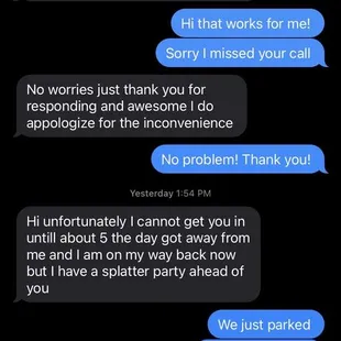 The first convo asking us to push it back