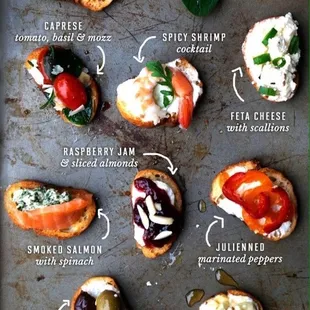 Assortment of bruschetta