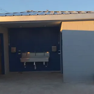 food truck plaza&apos;s sink and restroom