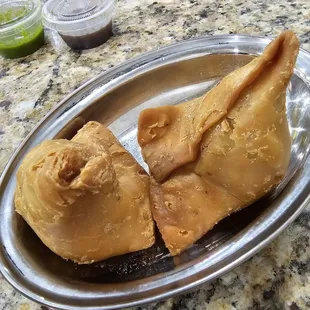 two pieces of food on a plate