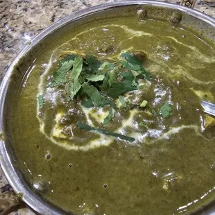 a bowl of soup on a table