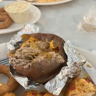 Stuffed Salmon, coleslaw and hush puppies