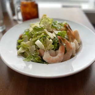 Caesar salad with shrimp