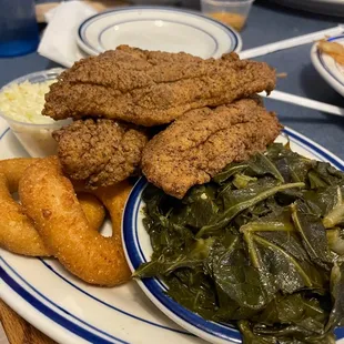 Catfish with collard greens