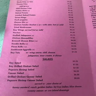 menu