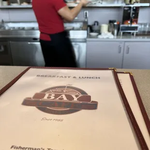 Menu and view from the counter
