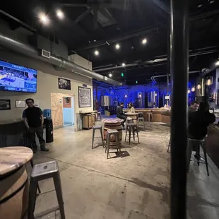 a view of the bar and dining area