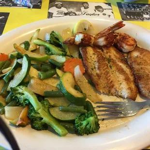 Grilled Flounder and Shrimp