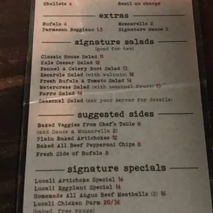 the menu for local