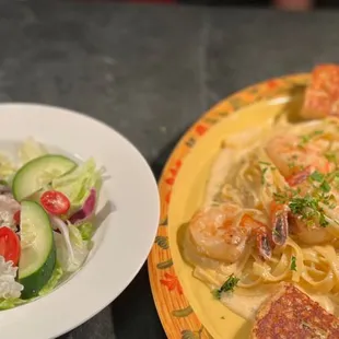 two plates of food on a table