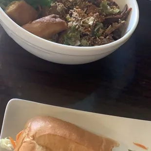 Chicken Banh Mi and  Spicy Grilled Beef &amp; 1 Egg Roll Noodle Salad