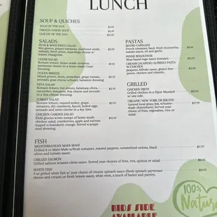 Lunch menu