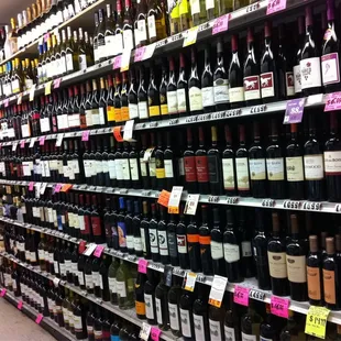 rows of wine bottles