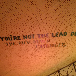 a message on the ceiling