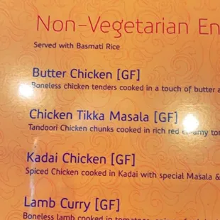 Menu Chicken Tikka Masala