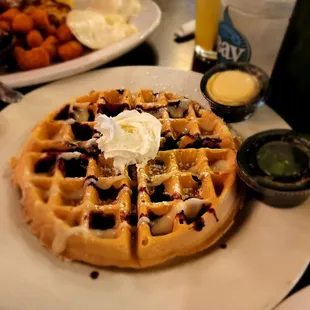 1 blueberry waffle on the side