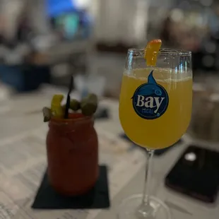 Spicy Bloody Mary and mimosa.