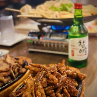Stir-Fried Spicy Chicken Feet aka. DakBal
Chamisul Original Soju
Fishcake Skewer Hot Pot
Pork Belly BBQ