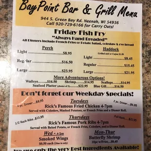 Menu side 2