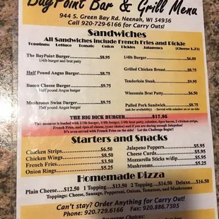 Menu side 1