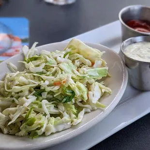 a plate of coleslaw
