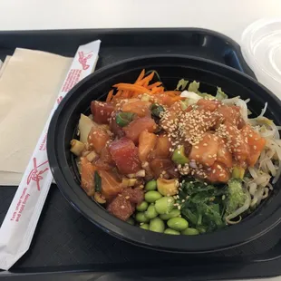 Double salmon with scallop bowl